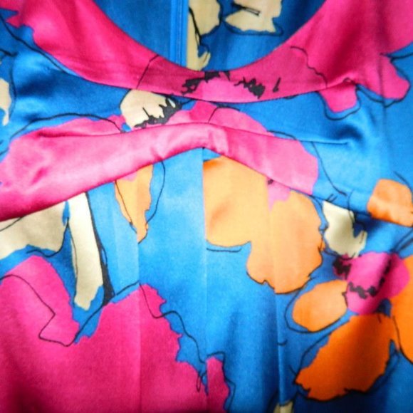 Susana Monaco Multi-Color Print Silk Dress, Kimono Sleeves Size 8 EUC - Picture 11 of 12